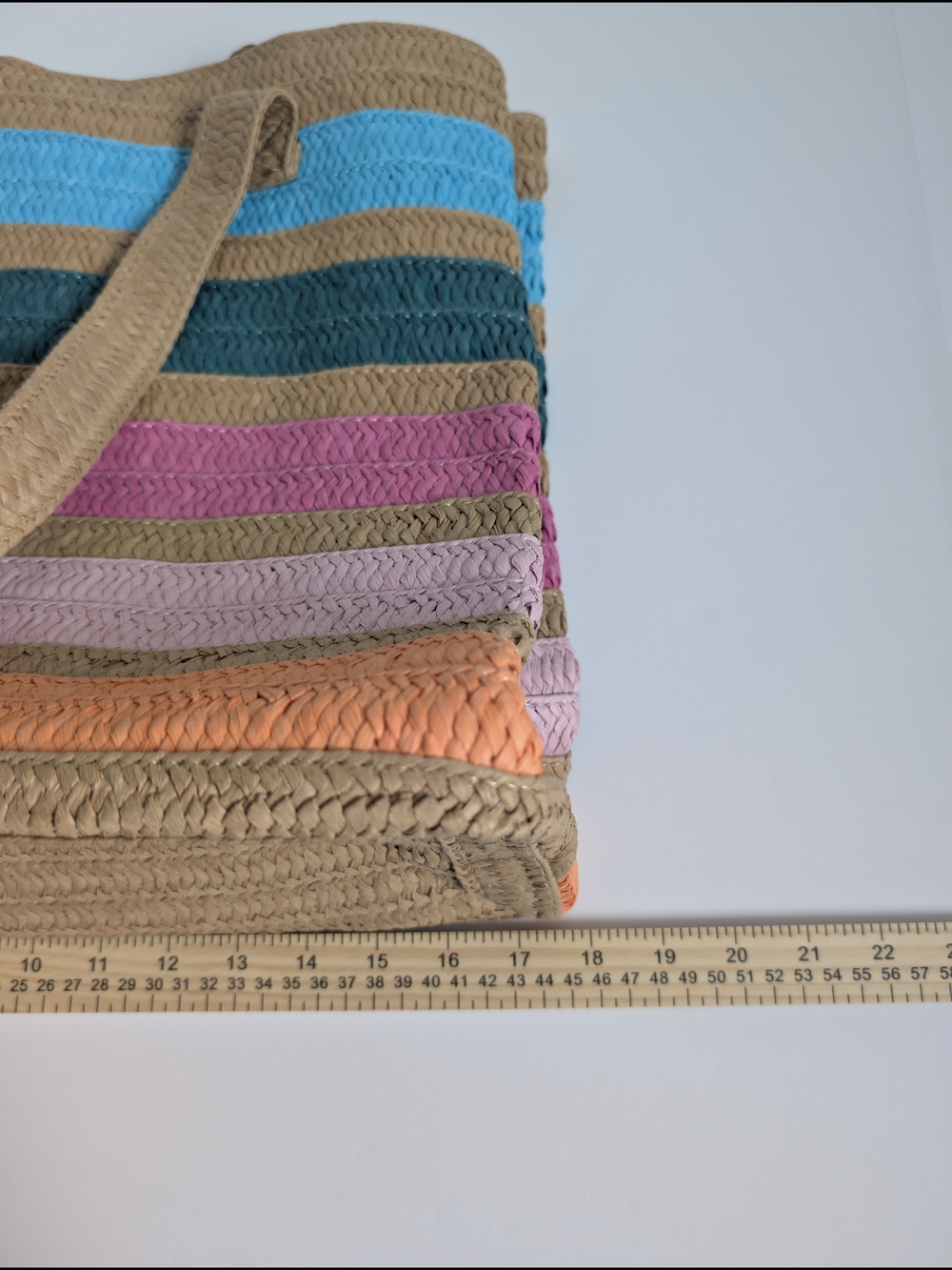 Live in Style Striped Multicolor Woven Beach Tote Bag - Picture 3 of 5